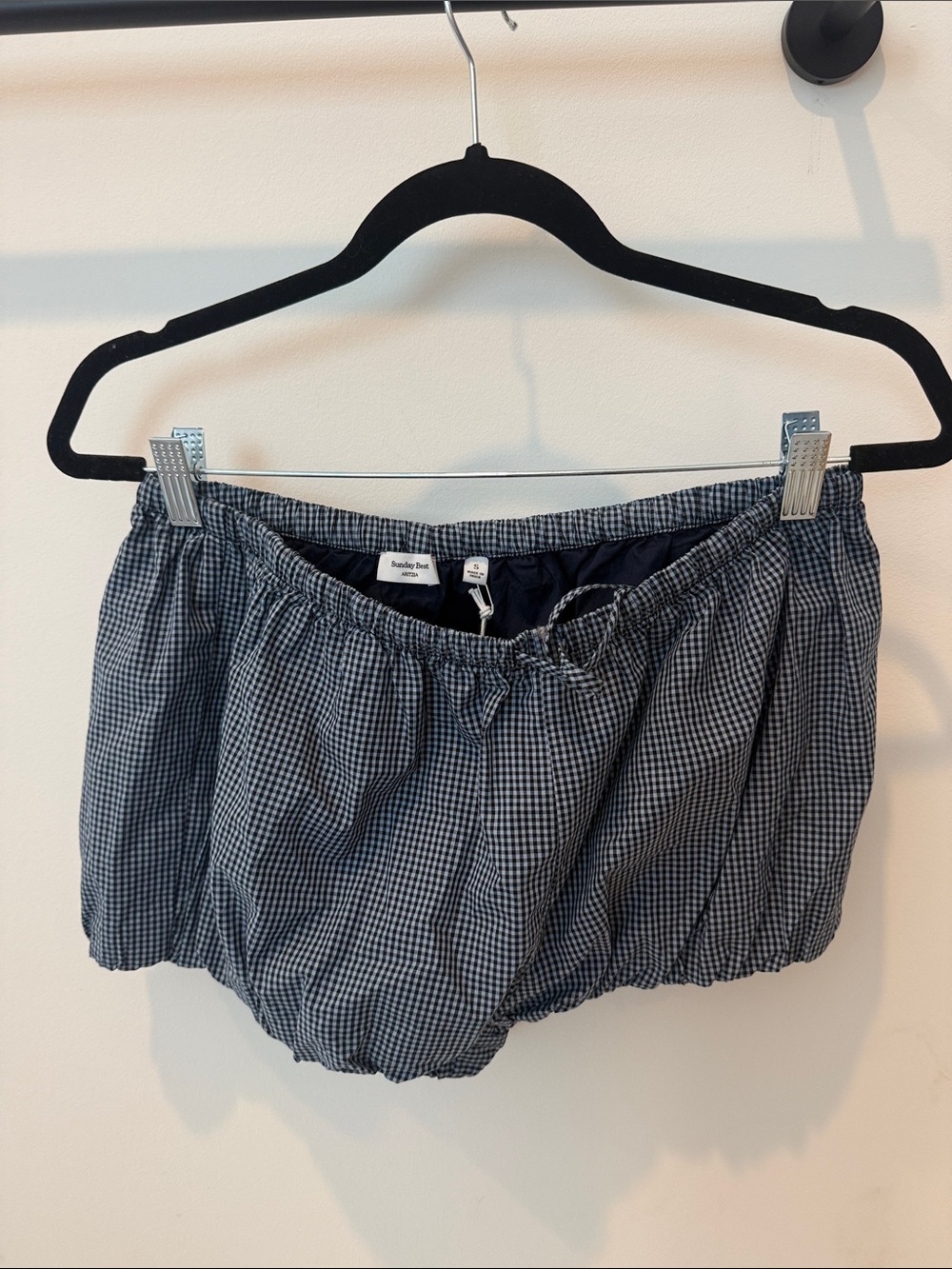 Aritzia Sunday Best Navy and White Gingham Bubble Skort